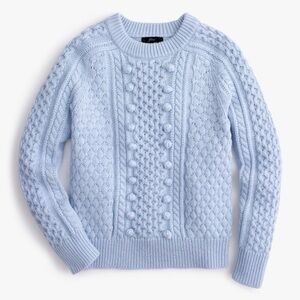 J. Crew Light Blue Cable-Knit Bobble Sweater